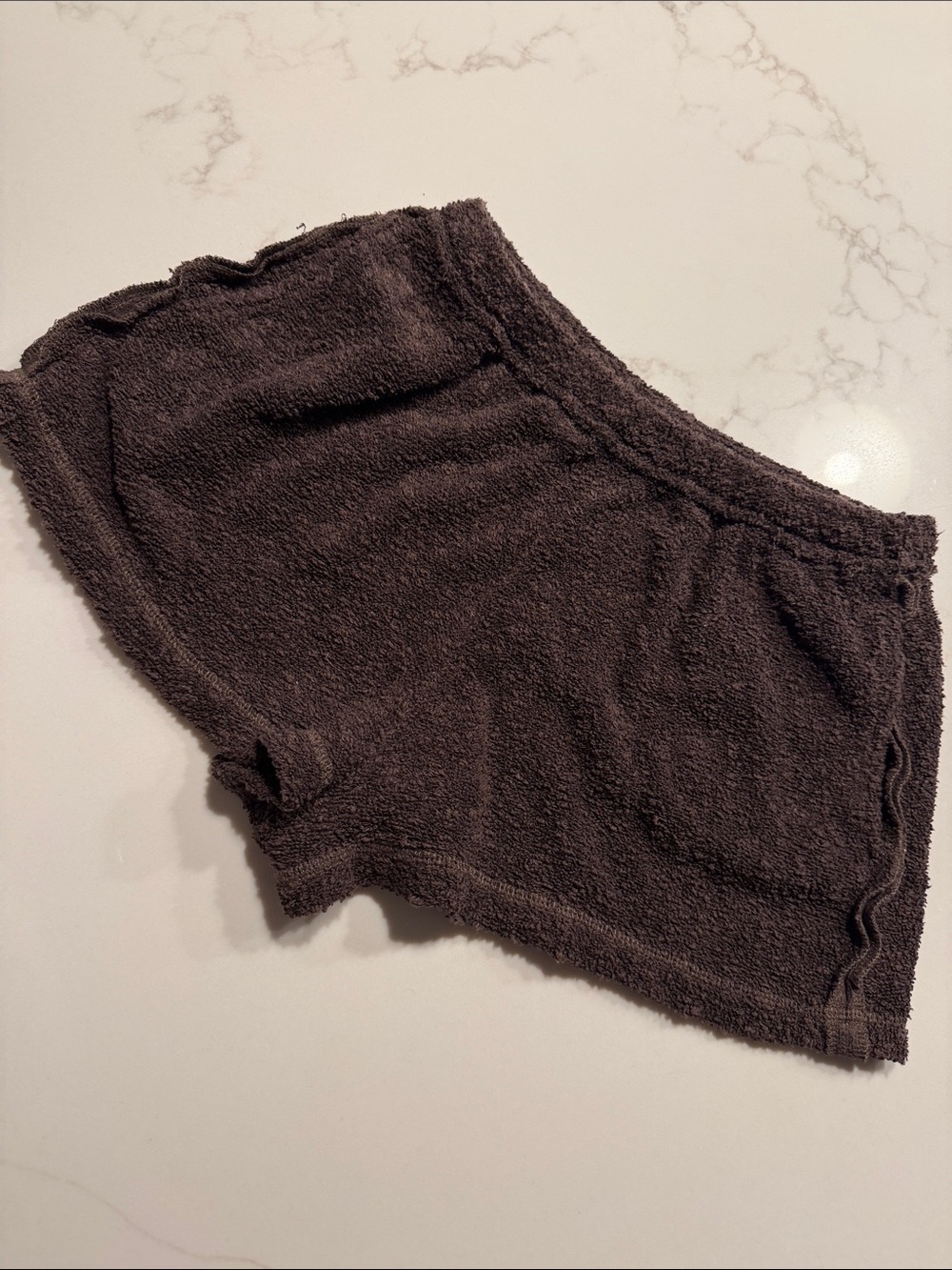Free People Brown Terry Cloth Lounge Shorts with Side Pockets!
